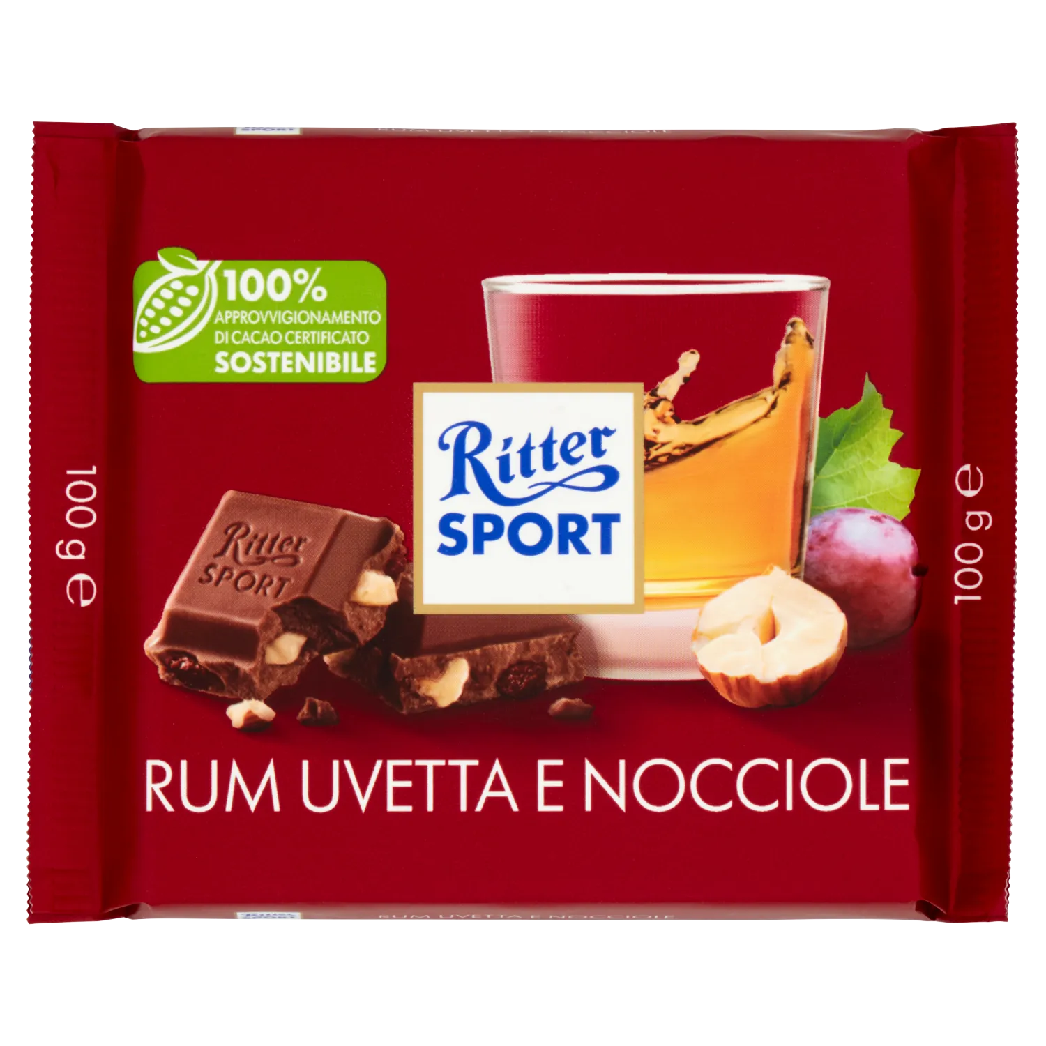 CIOCCOLATA RITTER UVA/NOCCIOLE/RUM 100 GR