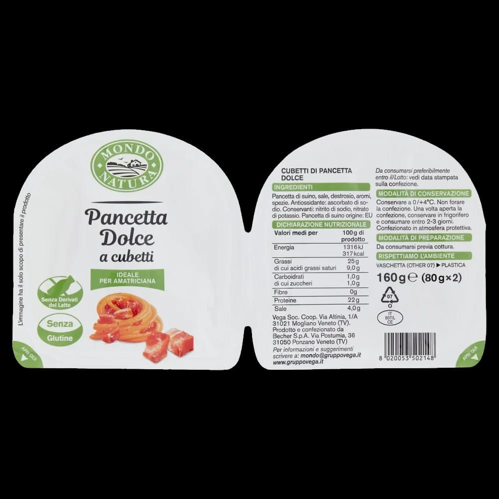 Mondo Natura Dadini Pancetta Dolce x2 S/GLUTINE 80 gr